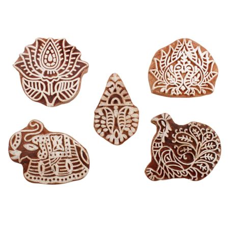 Set of 5 Piece New Mix Wooden Printing Blocks